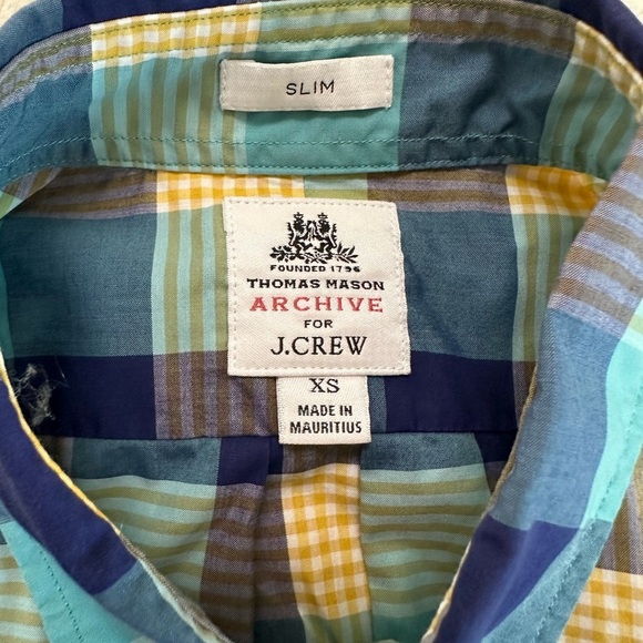 Thomas Mason Archive for J. Crew Slim Plaid Button Up Shirt Men's XS Cotton - Picture 12 of 17